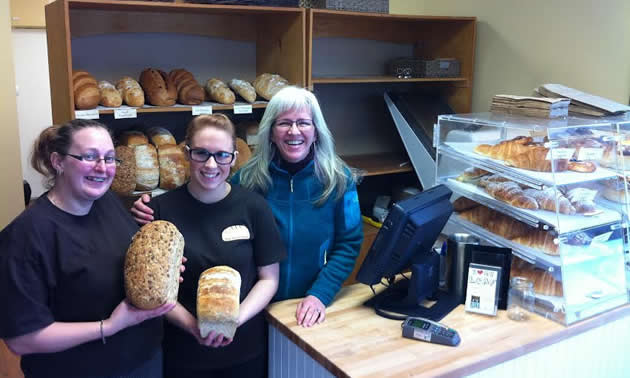 Manager Ruth Jellicoe (right) with Sparwood Loaf employees Karrigan Folvik(middle) and Cora-Lee Campbell (left)