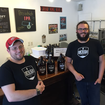 Picture of Craig Swendson and Josh Secord, owners and operators of the Torchlight Brewing Company in Nelson. 