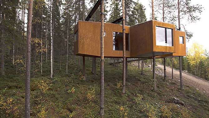 Picture of a treehouse development. 