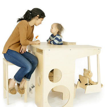 Keiko Lee-Hem sits at the UpUp Play Tower with her son, Eli. 