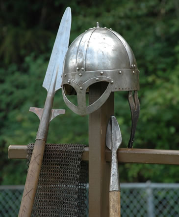 A display of Viking armour and weaponry. 