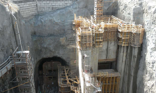 Construction of the intake structure continues. 