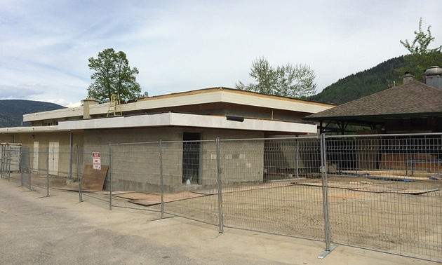 The expansion being built on the Village of Warfield Community Hall to accommodate a new kitchen and washrooms.
