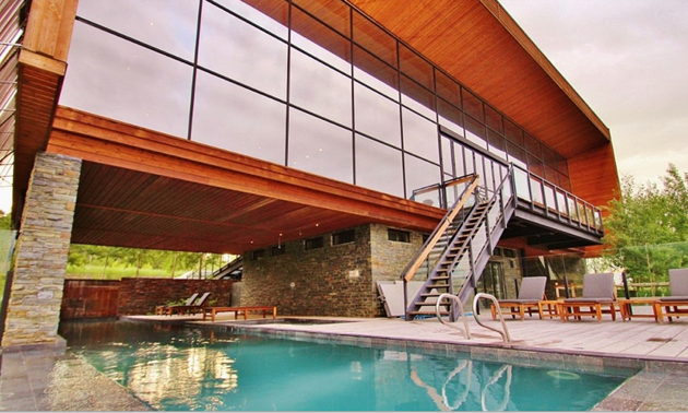 A view of the house from the pool. 