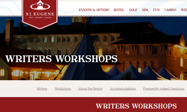 Logo of St Eugene with the writers workshop info